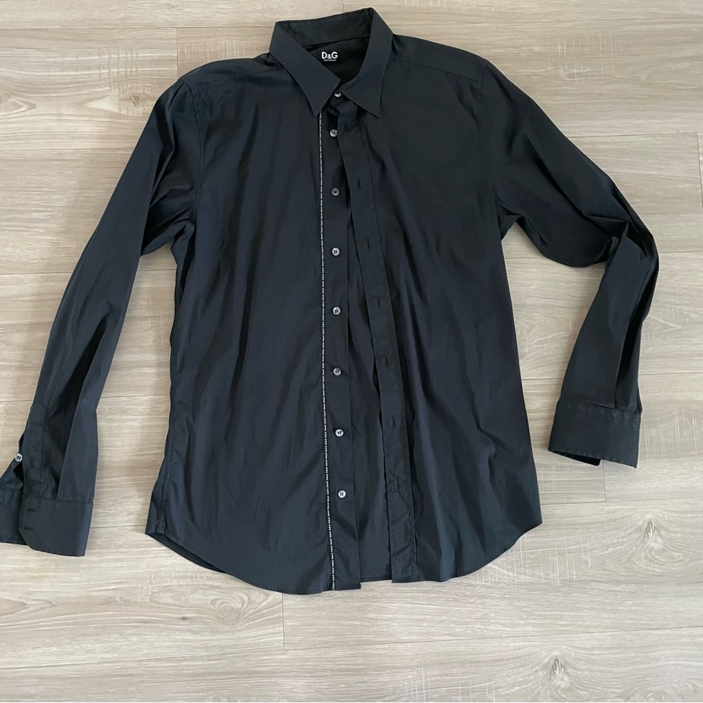 D&G Men's Elegant Black Button-Up Shirt